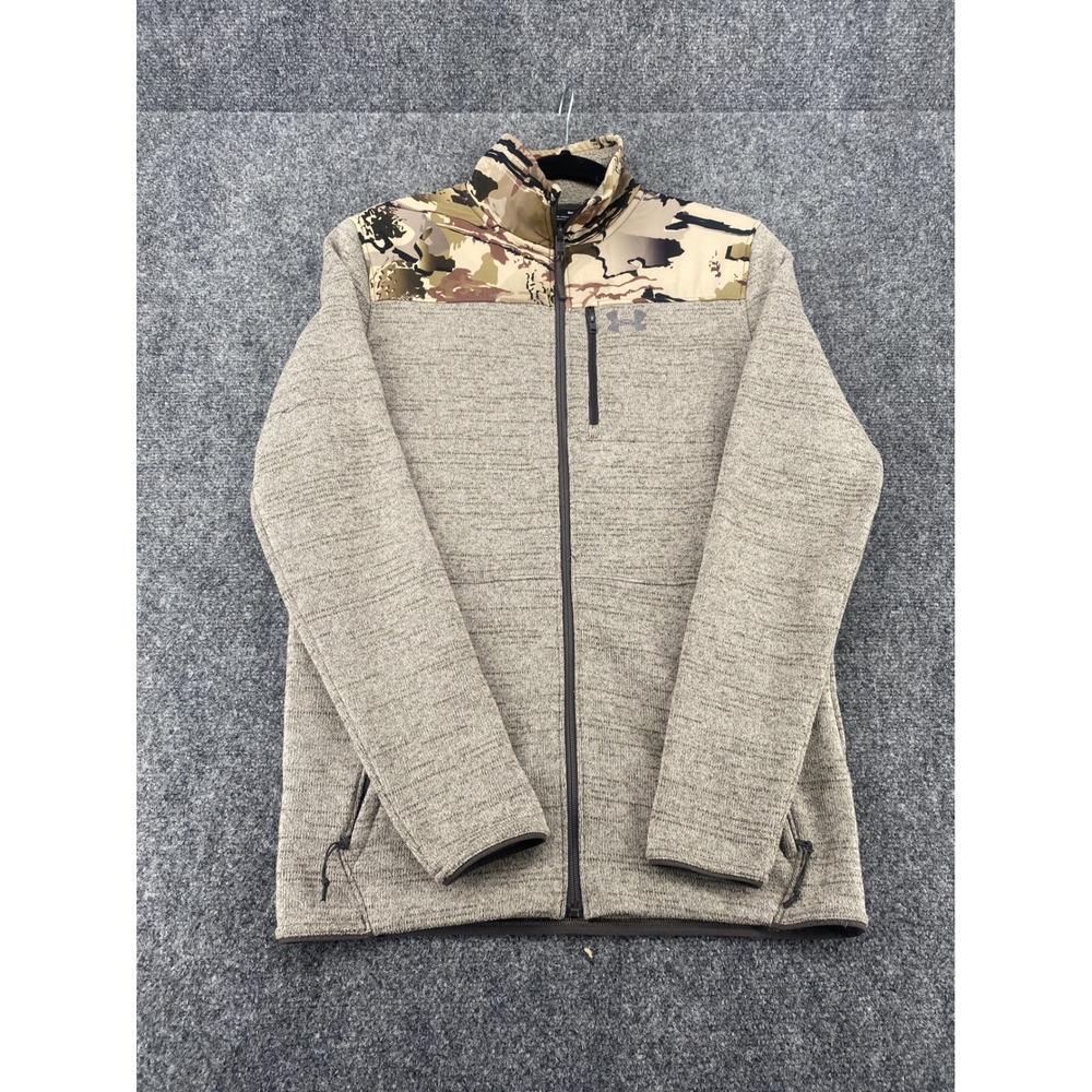 Under Armour ColdGear Jacket Mens Small Tan Camo Full Zip Fleece Hunting Outdoor